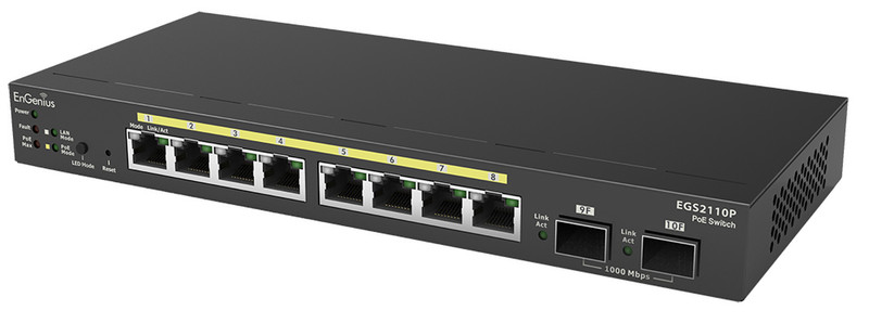 EnGenius EGS2110P Управляемый L2 Gigabit Ethernet (10/100/1000) Power over Ethernet (PoE) Черный сетевой коммутатор