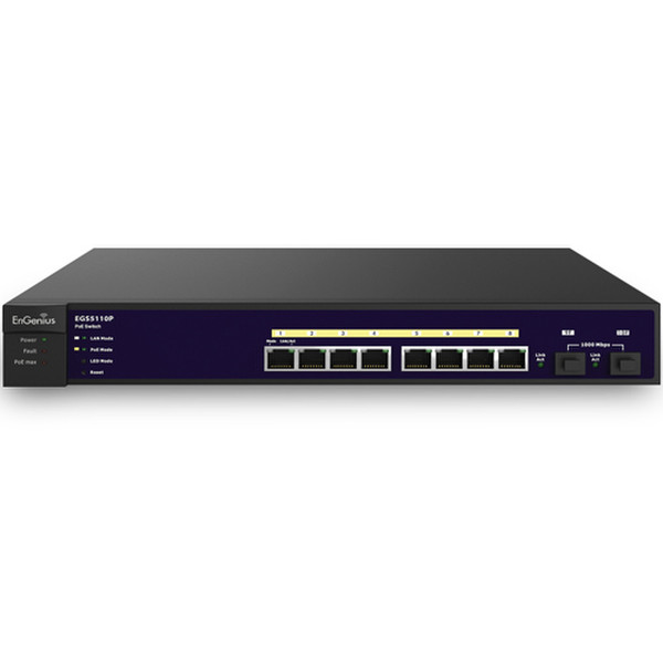EnGenius EGS5110P gemanaged L2 Gigabit Ethernet (10/100/1000) Energie Über Ethernet (PoE) Unterstützung 2U Schwarz Netzwerk-Switch