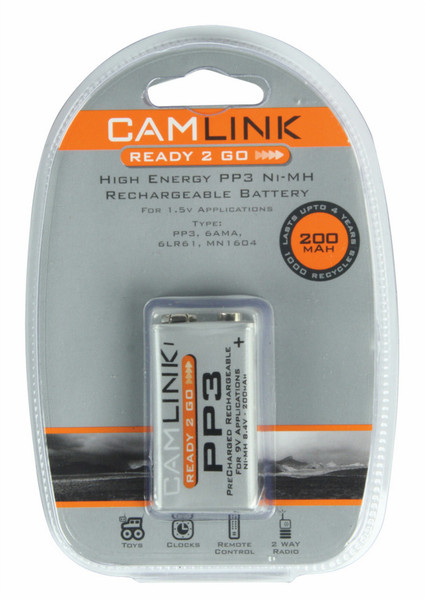 CamLink CL-CRPP3P1 Lithium-Ion 200mAh 9V Wiederaufladbare Batterie