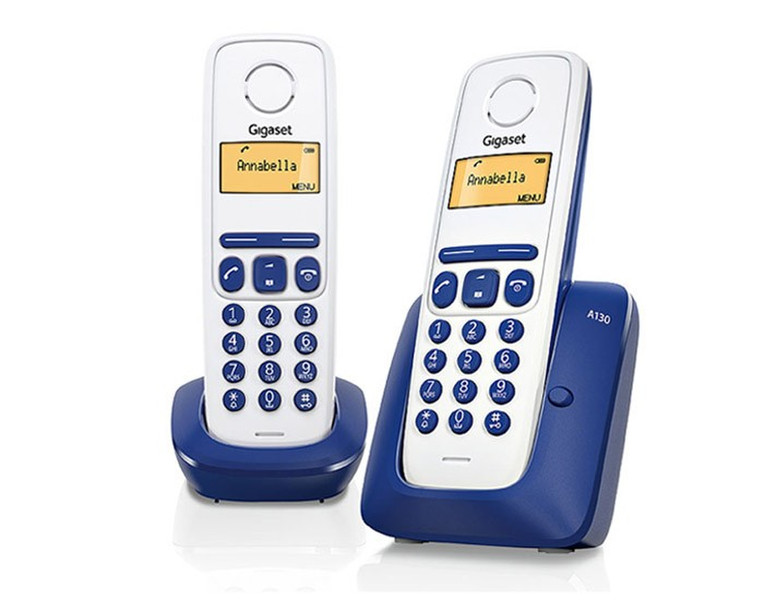 Gigaset A130 Duo DECT Идентификация абонента (Caller ID) Синий, Белый