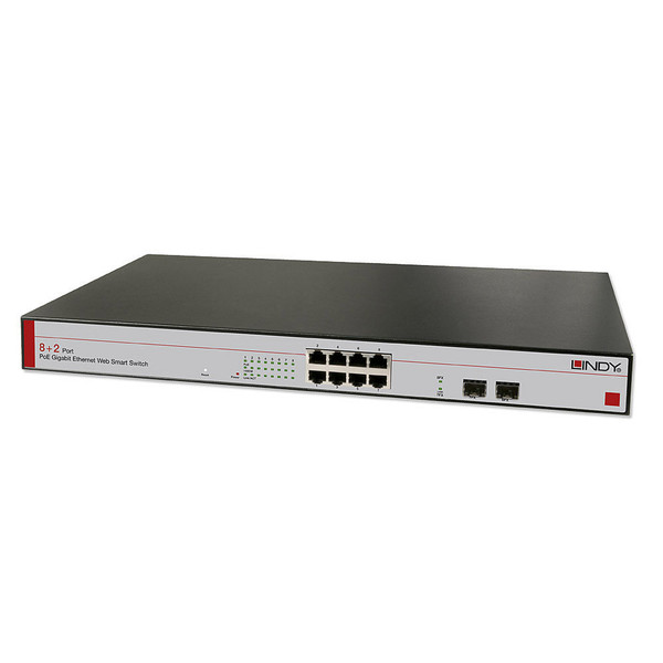 Lindy 25051 Управляемый Gigabit Ethernet (10/100/1000) Power over Ethernet (PoE) Черный, Серый сетевой коммутатор