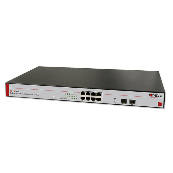 Lindy 25051 Managed Gigabit Ethernet (10/100/1000) Power over Ethernet (PoE) Black,Grey network switch