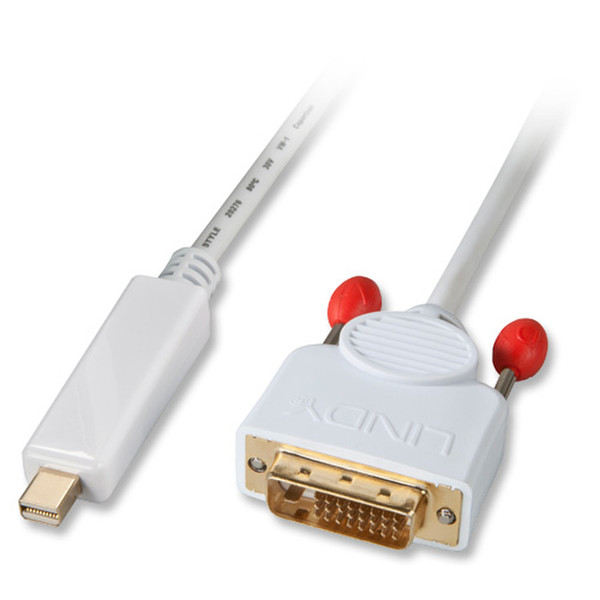 Lindy Mini DisplayPort - DVI-D, 1m 1м mini DisplayPort DVI-D Белый адаптер для видео кабеля