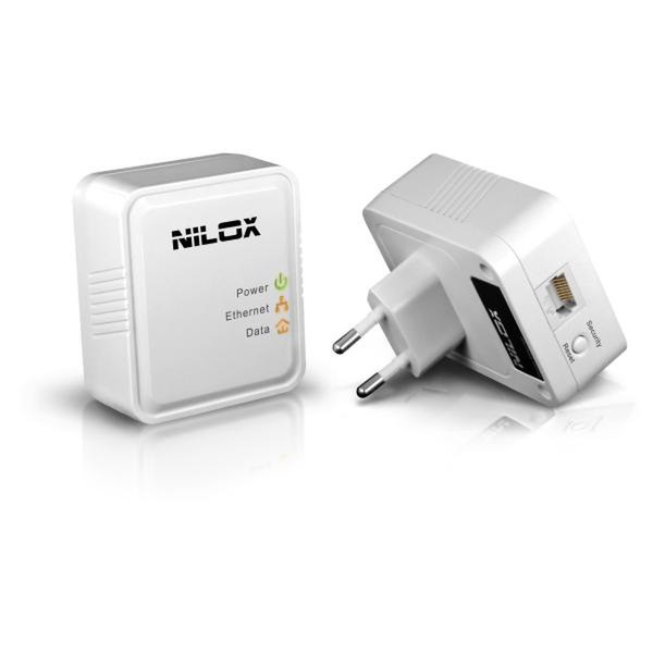 Nilox DPL-2010K 200Mbit/s Eingebauter Ethernet-Anschluss Weiß 2Stück(e) PowerLine Netzwerkadapter