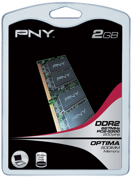 PNY Sodimm DDR2 667MHz (PC2-5300) 2GB 2ГБ DDR2 667МГц модуль памяти