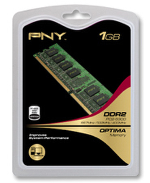 PNY 1GB PC2-5300 667MHz DDR2 Desktop DIMM 1ГБ DDR2 667МГц модуль памяти
