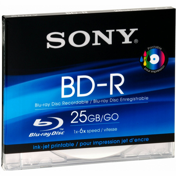 Sony BNR25B-IP 25ГБ BD-R 1шт чистые Blu-ray диски