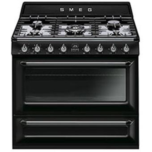 Smeg TRI90BL Freistehend Gas hob B Schwarz Küchenherd