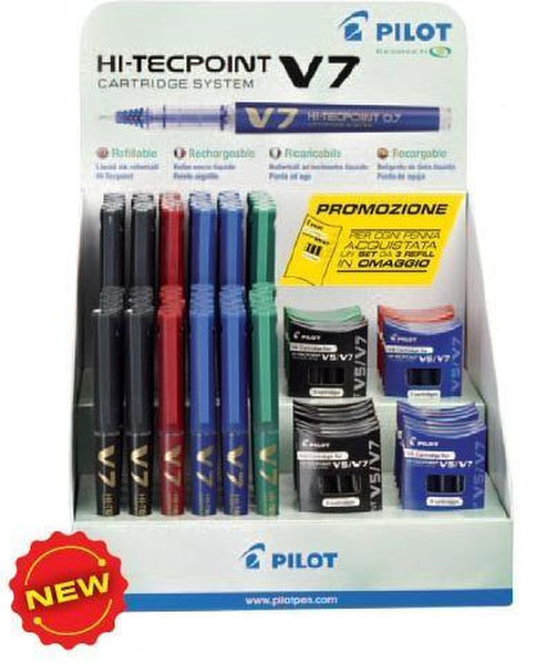 Pilot V7 Schwarz, Blau, Grün, Rot 120Stück(e)