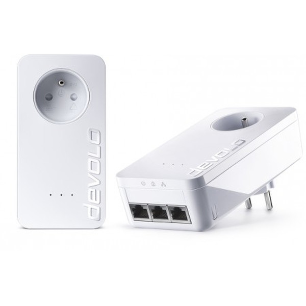Devolo dLAN 650 triple+ 600Mbit/s Eingebauter Ethernet-Anschluss Weiß 2Stück(e) PowerLine Netzwerkadapter