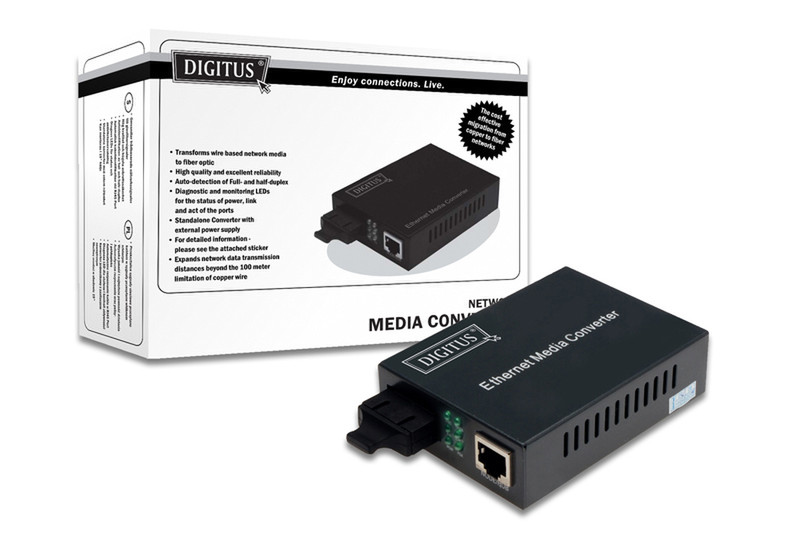 Digitus Gigabit Ethernet MediaConverter 1000Мбит/с сетевой медиа конвертор