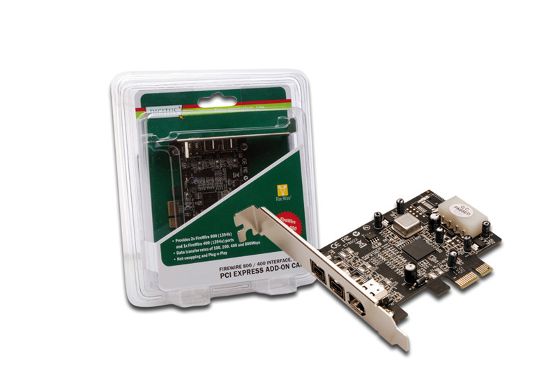 Digitus PCIe, FireWire 800/400 interface card интерфейсная карта/адаптер
