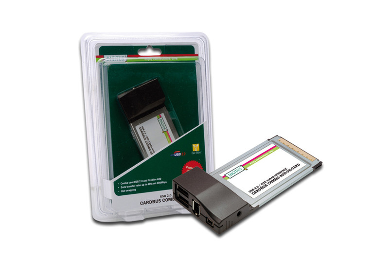 Digitus Cardbus, USB 2.0 / FireWire Card Schnittstellenkarte/Adapter
