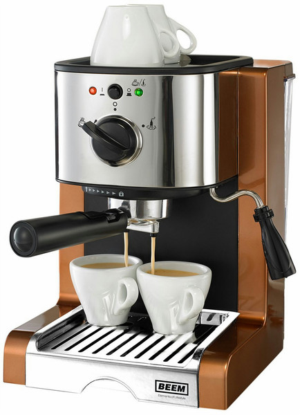 BEEM Espresso Perfect Crema Plus Freistehend Halbautomatisch Espressomaschine 1.5l 2Tassen Kupfer, Edelstahl