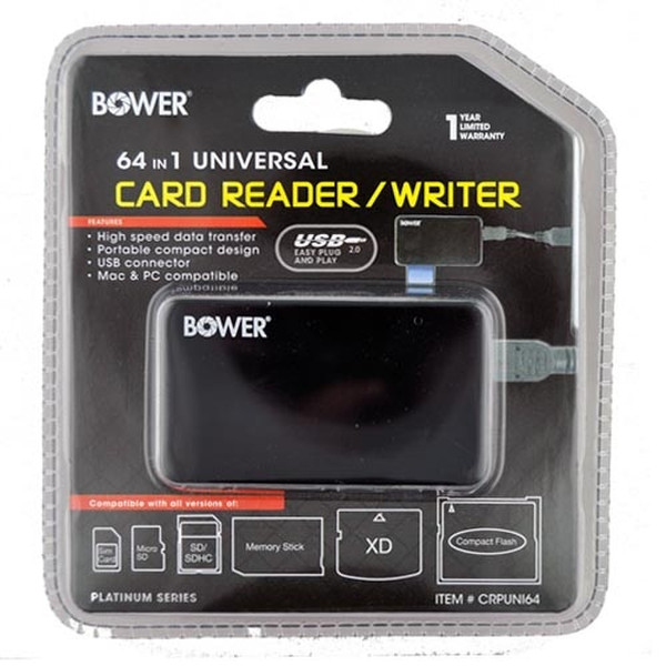 Bower CRPUNI64 USB 2.0 Черный устройство для чтения карт флэш-памяти