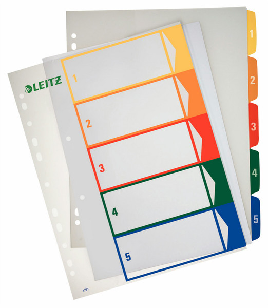 Leitz 12910000 Numeric tab index Полипропилен (ПП) Синий, Зеленый, Оранжевый, Красный, Желтый закладка-разделитель