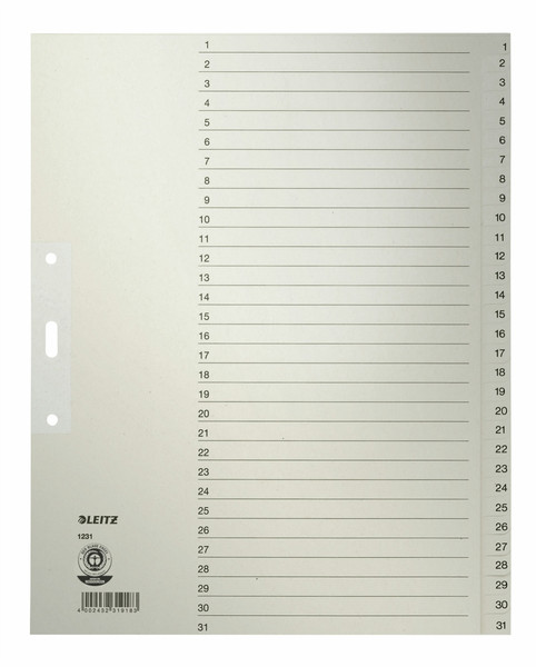Leitz 12310085 Numeric tab index Бумага Серый закладка-разделитель