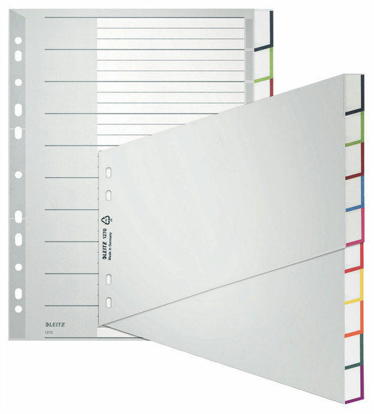 Leitz 12700000 Blank tab index Cardboard,Plastic Grey tab index