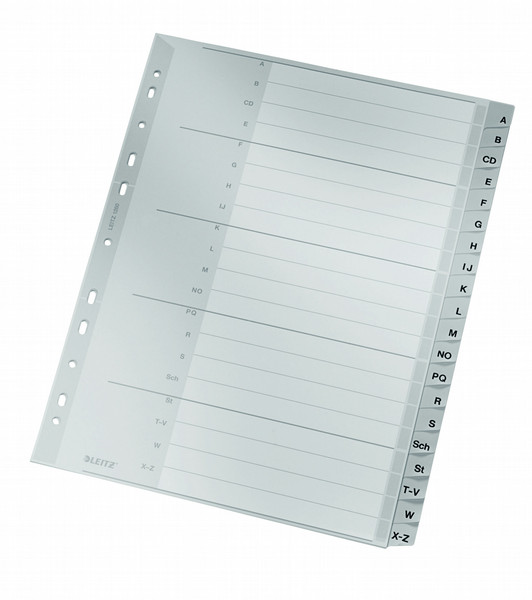 Leitz 12600000 Alphabetic tab index Cardboard Grey tab index