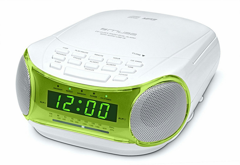 Muse M-125 CR Аналоговый Зеленый, Белый CD радио