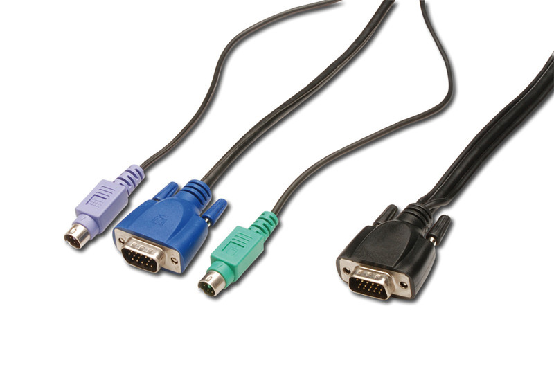 Digitus 5m KVM Cable 5m Schwarz Tastatur/Video/Maus (KVM)-Kabel