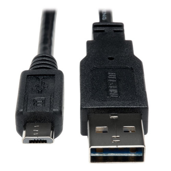 Tripp Lite Universal Reversible USB 2.0 Hi-Speed Cable (Reversible A to 5Pin Micro B M/M), 3-ft.