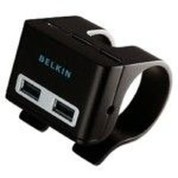 Belkin USB 2.0 4-Port Clip HUB 480Мбит/с Черный хаб-разветвитель
