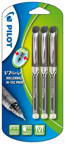 Pilot Hi-Tecpoint V7 Grip Stick pen Black 3pc(s)