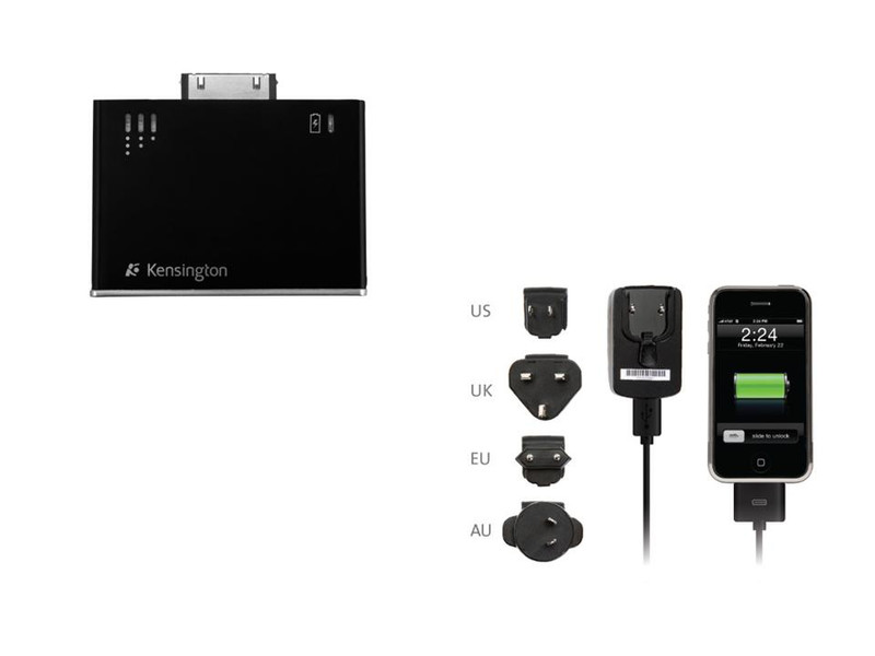 Kensington Mini Battery Pack and Charger for iPhone and iPod Черный зарядное для мобильных устройств