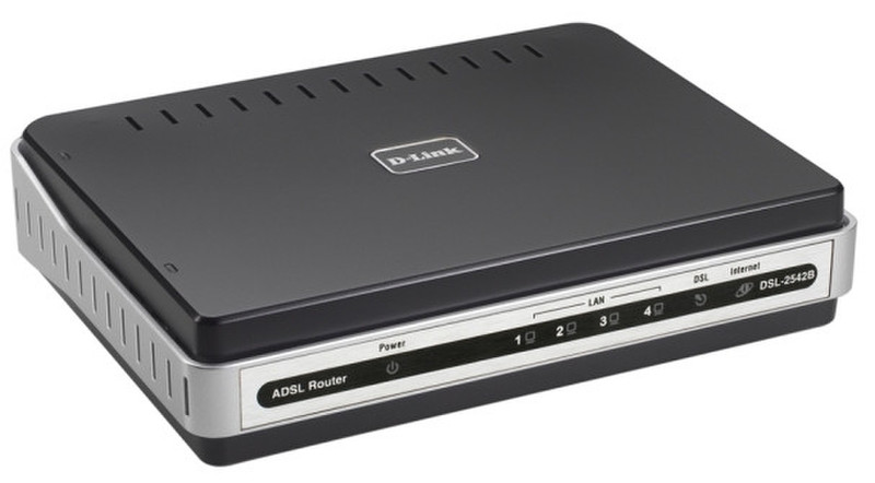 D-Link DSL-2542B Eingebauter Ethernet-Anschluss ADSL Schwarz, Silber Kabelrouter