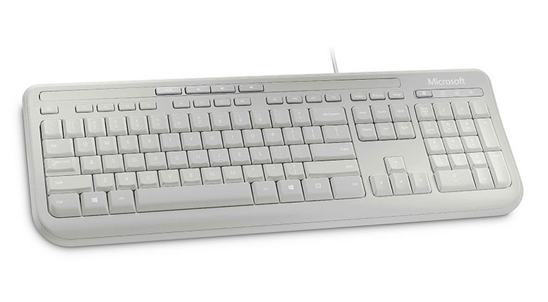 Microsoft Wired Keyboard 600 USB Буквенно-цифровой Английский Белый клавиатура