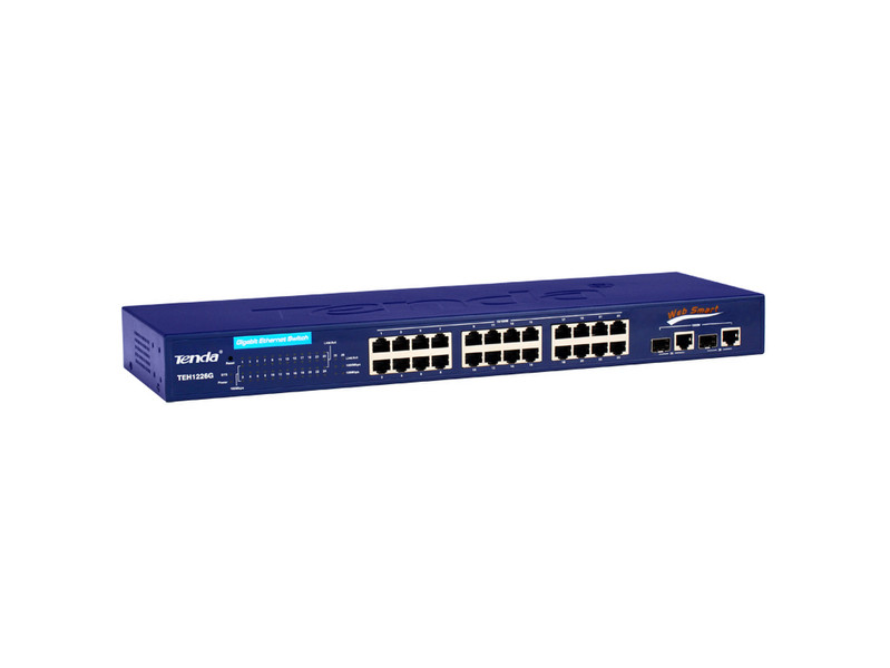 Tenda TEH1226G Управляемый Fast Ethernet (10/100) 1U Синий сетевой коммутатор