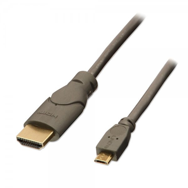 Lindy 0.5m HDMI - USB 2.0 Micro B M/M 0.5m HDMI Micro-USB Schwarz, Anthrazit Videokabel-Adapter