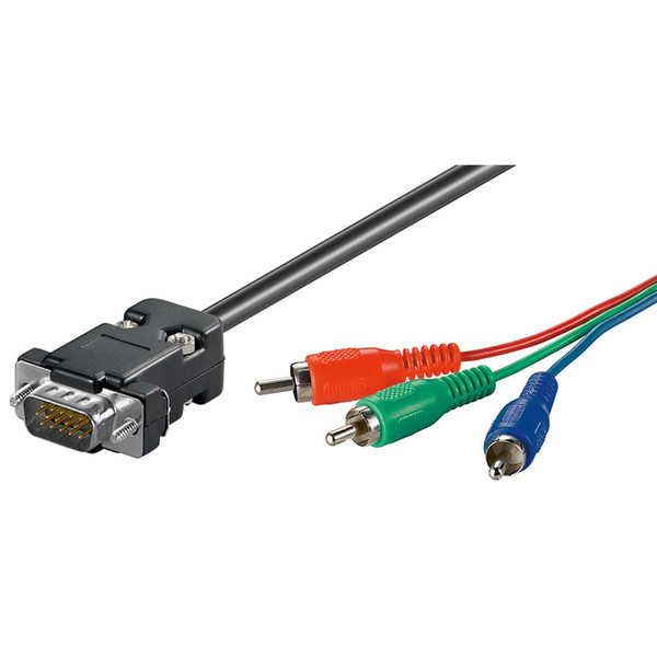 Wentronic VGA - 3xRCA, 2 m 2m VGA (D-Sub) 3 x RCA Schwarz Videokabel-Adapter