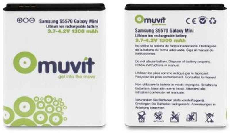 Muvit 1300mAh Li-Ion Lithium-Ion 1300mAh 3.7V rechargeable battery