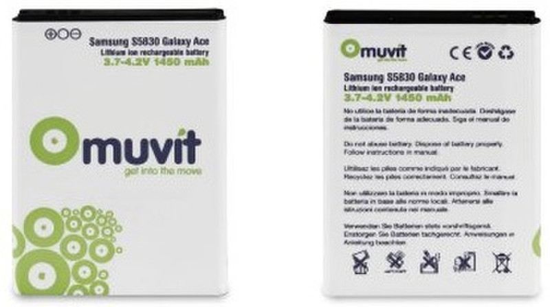 Muvit 1450mAh Li-Ion Lithium-Ion 1450mAh 3.7V Wiederaufladbare Batterie