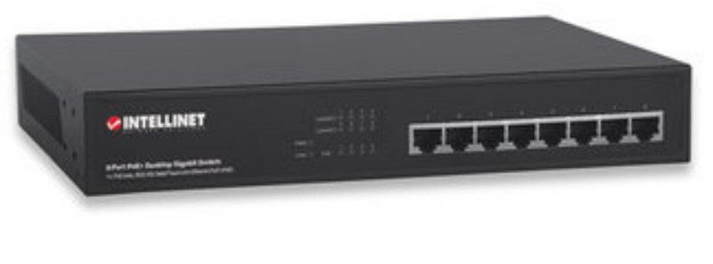 Intellinet 8-Port PoE+ Desktop Gigabit Switch Fast Ethernet (10/100) Power over Ethernet (PoE) Черный