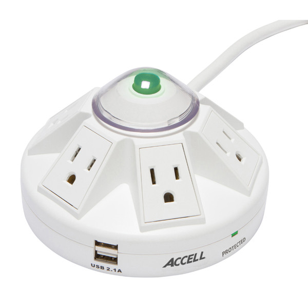 Accell Powramid 6AC outlet(s) 125V 1.8m White surge protector