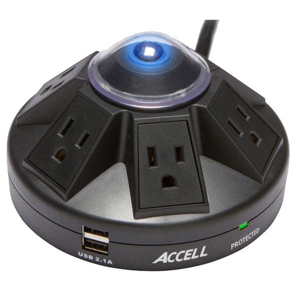 Accell Powramid 6AC outlet(s) 125V 1.8m Black surge protector