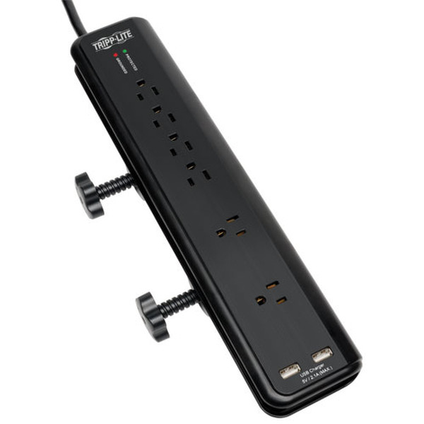 Tripp Lite TLP606DMUSB 6AC outlet(s) 120V 1.83m Black surge protector