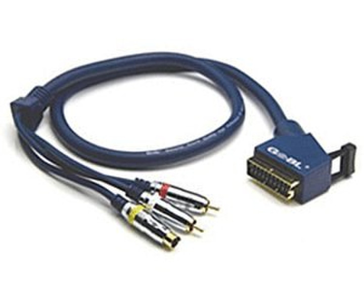 G&BL HSVP01O 1m S-Video (4-pin) + 2xRCA SCART (21-pin) Blue