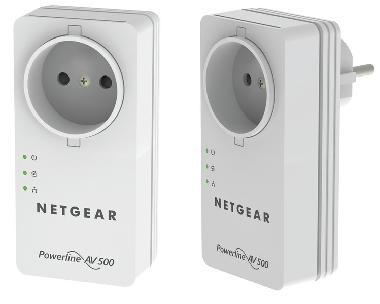 Netgear Powerline 500 500Мбит/с Подключение Ethernet Белый 2шт PowerLine network adapter