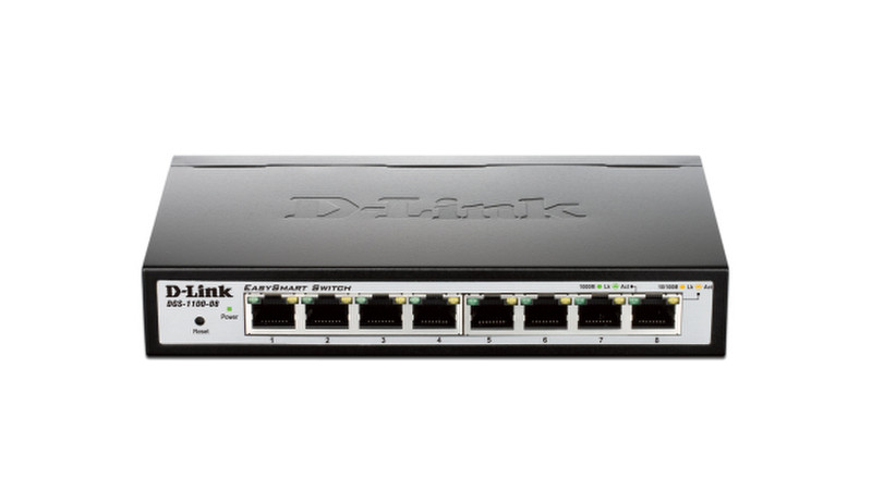 D-Link DGS-1100-08 gemanaged Gigabit Ethernet (10/100/1000) Schwarz