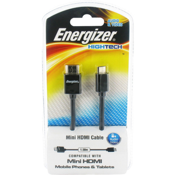 Energizer LCAEHHAC2 1.5м HDMI Mini-HDMI Черный HDMI кабель