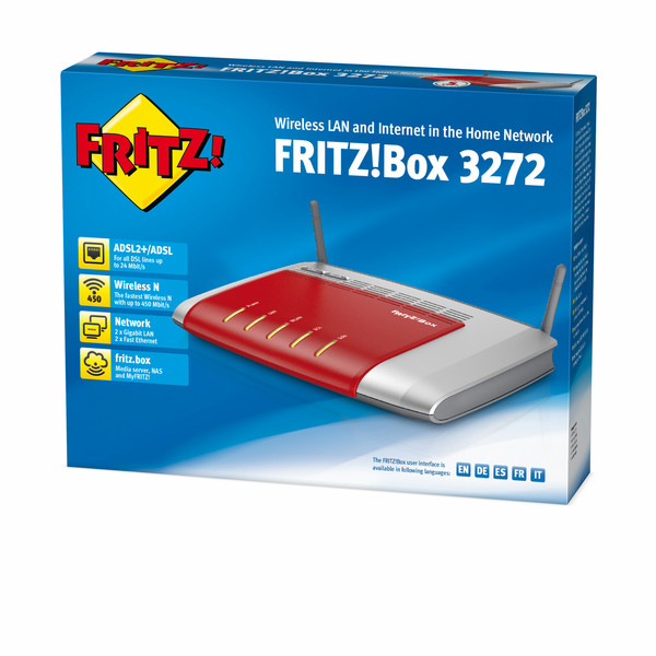 AVM FRITZ!Box 3272 International Gigabit Ethernet Красный, Cеребряный