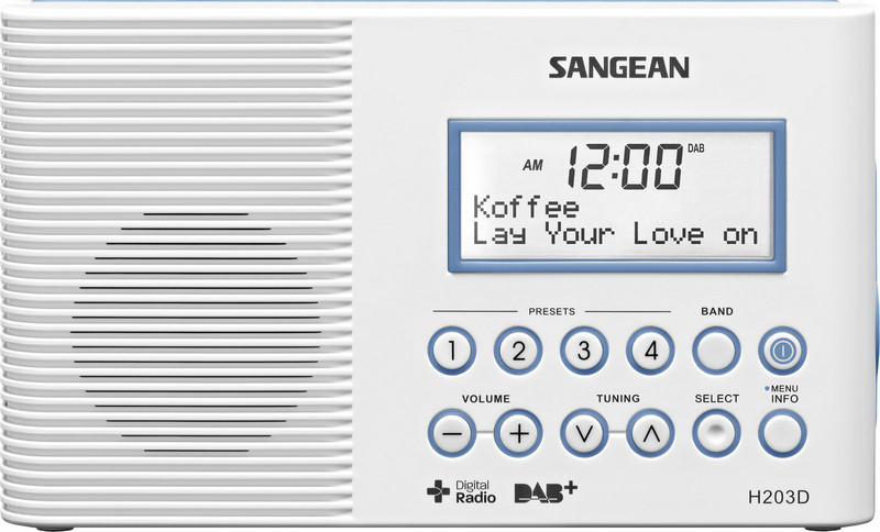 Sangean H203D Персональный Цифровой Белый радиоприемник