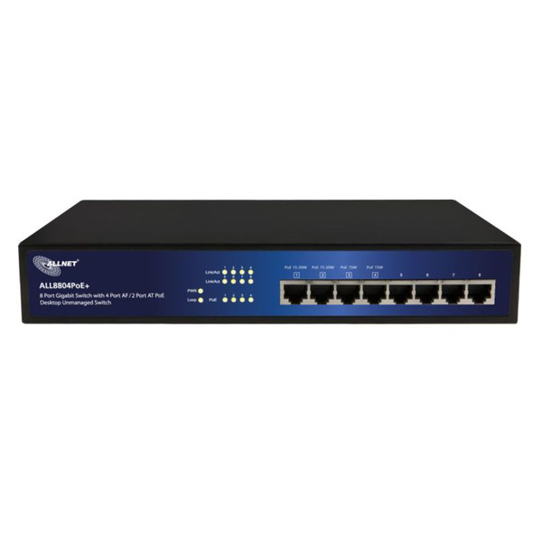 ALLNET ALL8804POE+ L2 Gigabit Ethernet (10/100/1000) Power over Ethernet (PoE) Black,Blue network switch