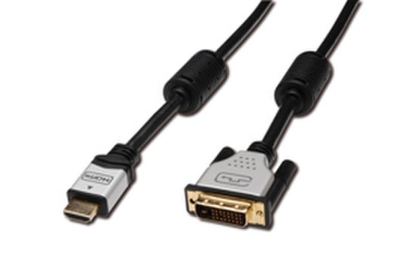 Digitus HDMI connection cable, Type A - DVI-D(24+1), metal 3м HDMI DVI-D Черный