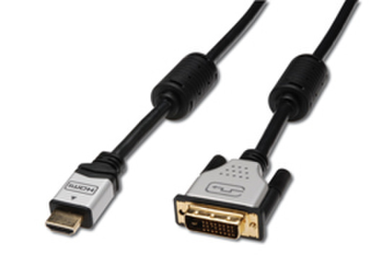 Digitus HDMI connection cable, Type A - DVI-D(24+1), metal 2м HDMI DVI-D Черный
