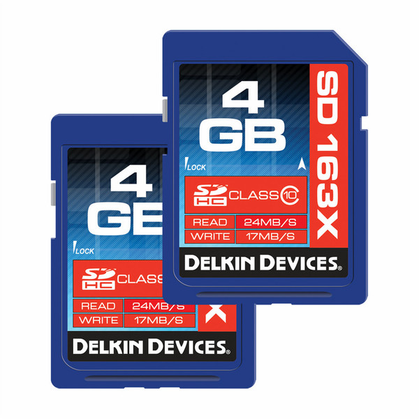 Delkin 4GB SDHC 163X Class 10 4ГБ SDHC Class 10 карта памяти